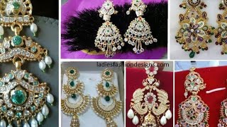 Kundan jewellery earrings ll unique style 2024 new design [upl. by Ahsetra775]