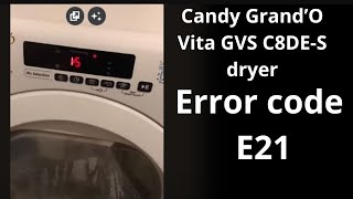 Candy Grand’O Vita GVS C8DES dryer  Reset button E21 candy dryer dryerrepair dry [upl. by Llerroj401]