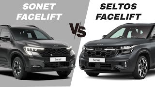 Kia Sonet Facelift Vs Kia Seltos Facelift  2024 [upl. by Airamas]