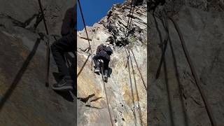 Crazy rock climbing 😱 Hussaini hanging bridge north Pakistan dangerous bridge [upl. by Coh]