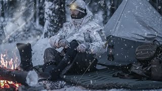 WINTER CAMPING in SNOW • TARP SHELTER for BUSHCRAFT SURVIVAL [upl. by Channing]