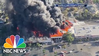 San Jose Home Depot Engulfed In Massive Fire [upl. by Enalda]