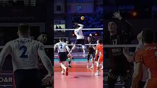 Earvin Ngapeth leaves the middle blocker out of work😁 epicvolleyball volleyballworld volleyball [upl. by Aicile]