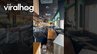 A Look Inside a Bar Damaged by Hurricane Helene  ViralHog [upl. by Aniar]