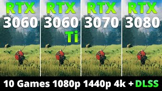 RTX 3060 vs RTX 3060 Ti vs RTX 3070 vs RTX 3080  10 Games 1080p 1440p and 4k  DLSS [upl. by Fulcher46]