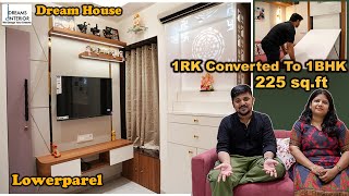 quotModern 1RK Converted to 1BHK Space Optimization Tips Revealed  225sqft Wall Hung Bed Mumbai [upl. by Einnel152]