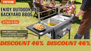 VEVOR Outdoor Propane Deep Fryer Double Burners Commercial Fryer 16 Qt Stainless Steel Cooker Oil [upl. by Helena441]