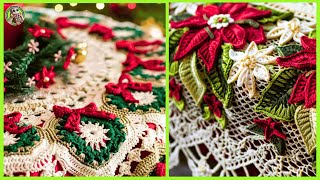 Christmas Crochet Tablecloths  Be Inspired by Detailed and Elegant Designs 🧶🎄 [upl. by Dnalyr757]