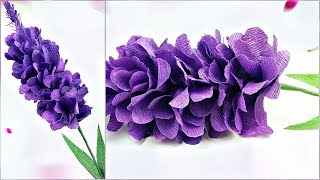 Lavender paper flower making with crepe paper tutorial DIY Paper Crafts  realistic paper flowers [upl. by Eirroc174]