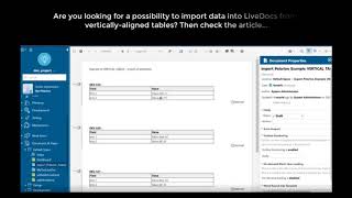 2112  How to import data into LiveDoc from vertically aligned table [upl. by Nnalyrehc]