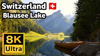 Switzerland Interlaken the blue lake 🇨🇭 Walk tour 8K ultra HD  Blausee [upl. by Asilam]