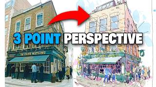 Urban Sketching 3 POINT PERSPECTIVE For Beginners [upl. by Downs]