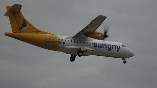 Aurigny ATR 42500 GHUET Landing at LBA 27816 [upl. by Ahrens471]