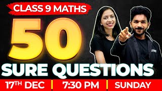 Class 9 Maths Christmas Exam  50 Sure Questions  Maths Marathon  Exam Winner [upl. by Ilysa]