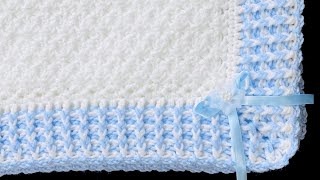 BABY BLANKET CROCHET PATTERN WITH BEAUTIFUL CROCHET STITCH FOR BABY BLANKETS AND EASY CROCHET BORDER [upl. by Tshombe211]