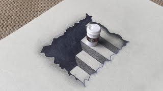 Incredible 3D Staircase Optical Illusion Drawing  Pencil Art Tutorial [upl. by Sheya]