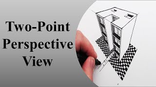 How to sketch Two Point Perspective View  Staircase [upl. by Kepner]