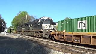 NS 282 Intermodal Dbl Stacks by Magnolia 4624 AC44C6M and ES44AC lead Domestic and export cubes [upl. by Rebme]