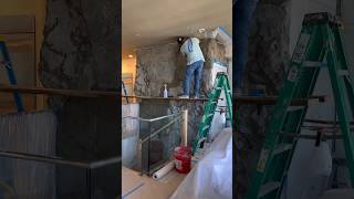 Rock wall installation Day 2 homerenovation rockwall [upl. by Amaleta]