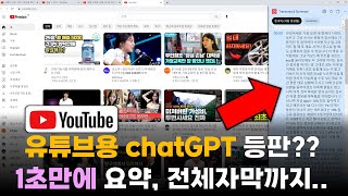 이래도 되는겨 이젠 chatGPT가 유튜브도 1초만에 요약 통자막까지 보여줍니다 [upl. by Tullusus218]