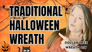 Traditional Halloween Wreath DIY  Dollar Tree Deco Mesh Halloween Wreath Tutorial [upl. by Bomke981]