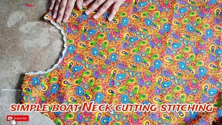 simple boat Neck cutting stitching  How to cut perfect boat Neck neckdesignboatneck [upl. by Zeugirdor]