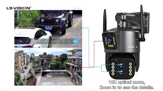 LS VISION Triplelens Dualscreen WIFI 10X Optical Zoom Security IP Camera [upl. by Chryste4]