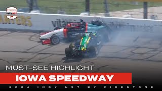 Caio Collet Myles Rowe tangle in Iowa Speedway crash  INDY NXT by Firestone [upl. by Bobbette]