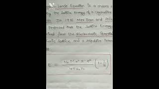 BSC Semester1  BornLande Equation Inorganic Chemistry By learn with Utkarsh [upl. by Ydnir]