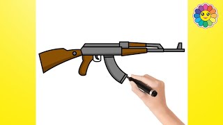 HOW TO DRAW AN AK 47  SIMPLE DRAWING [upl. by Ilise385]