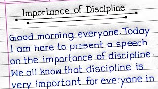 Importance of Discipline Speech in English  Speech on Importance of Discipline in English [upl. by Tien]