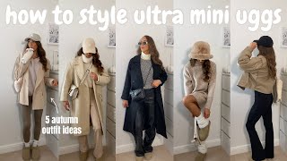 HOW TO STYLE ULTRA MINI UGGS 🧸☕️🍂  5 AUTUMN OUTFITS TO WEAR WITH UGGS in colour mustard seed [upl. by Esserac892]