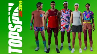 TOPSPIN 2K25 ALL TENNIS PLAYERS AND OUTFITS PS5 XBOX amp PC [upl. by Culley]