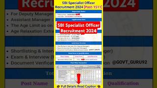 SBI Specialist Officer Recruitment 2024 shorts [upl. by Shaver]