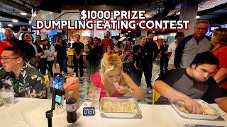 1000 PRIZE DUMPLING EATING CONTEST at Topanga Social in Canoga Park CA RainaisCrazy RainaHuang [upl. by Uv]