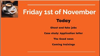 Friday 1st of November Work in Finland Ghost and fake jobs Case study  coming courses [upl. by Launame]