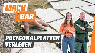 Polygonalplatten verlegen beim Terrassenbau  OBI [upl. by Tima]