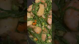 Samphire with Shrimps samphire with olive oil amp garlic veggies homecookingisthebest viral [upl. by Necyrb]