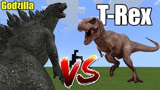 Godzilla vs TRex  Minecraft PE [upl. by Annahaj]