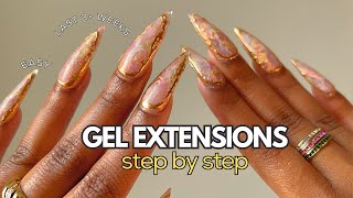 How To Do Gel X Nails at Home  Prep Routine For Lasting Results  Pink Marble Nails Tutorial [upl. by Aneel299]