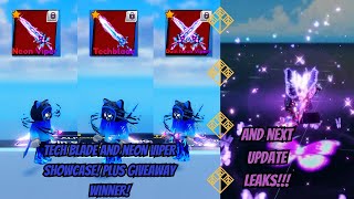 TECHBLADE and NEON VIPER Showcase In Roblox Blade Ball🔥Plus Update Leaks and Giveaway Winner🔥 [upl. by Harriet]