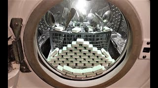 Experiment  100 Dishwasher Tablets  in a Washing Machine  deep cleaning [upl. by Magocsi155]