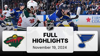 NHL Highlights  Wild vs Blues  November 19 2024 [upl. by Ernaldus]