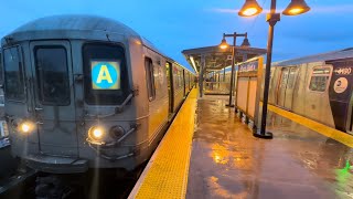 R46 A Train Arriving  Departing Ozone Park Lefferts Blvd Station [upl. by Nagiam]