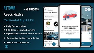 Automa  Car Rental React Native Ui Kit [upl. by Anelys]