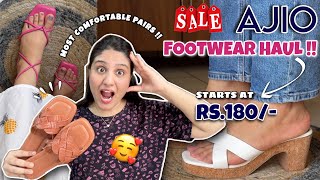 Most comfortable AJIO footwear haul😍  Affordable footwear review  heelsballeriansflatsslipon [upl. by Akilegna]