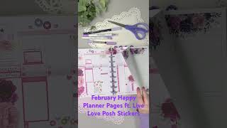 February Happy Planner Pages featuring beautiful purple floral Live Love Posh Stickers shorts [upl. by Aiak673]