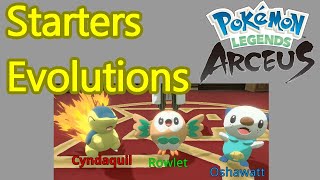 Pokemon Legends Arceus starters evolutions guide the evolved forms of Cyndaquil Rowlet and Oshawa [upl. by Derrej]