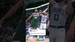 Tatum was frustrated after this wasn’t called a foul on Giannis [upl. by Dnallor]