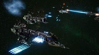 Imperial Navy vs Tau Protector Fleet  4K Quality  Battlefleet Gothic Armada 2 [upl. by Uranie]